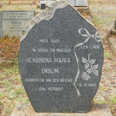 ENSLIN Hendriena Maria voorheen VAN DER MERWE nee HERBST 1892-1945