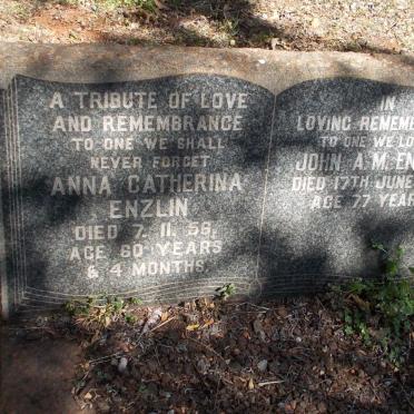 ENZLIN John A. -1963 &amp; Anna Catherina -1956