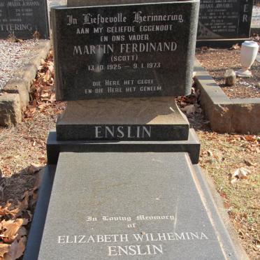 ENSLIN Martin Ferdinand 1925-1973 &amp; Elizabeth Wilhelmina 1928-2003