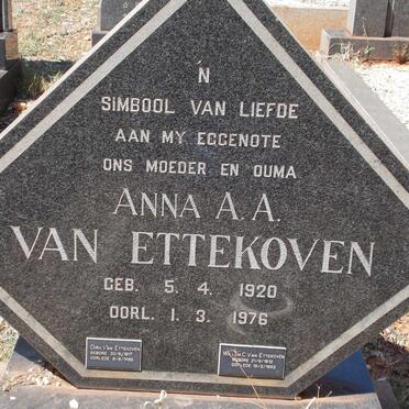 ETTEKOVEN Anna A.A., van 1920-1976 :: VAN ETTEKOVEN Dirk 1917-1989 :: VAN ETTEKOVEN Willem C. 1912-1992