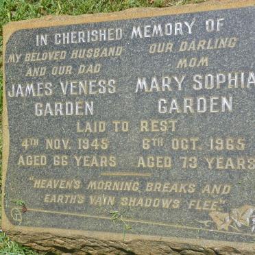 GARDEN James Veness -1945 &amp; Mary Sophia -1965