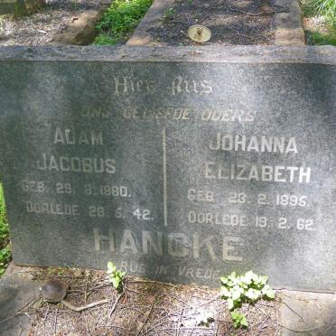HANCKE Adam Jacobus 1880-1942 &amp; Johanna Elizabeth 1895-1962