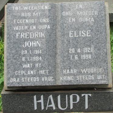 HAUPT Fredrik John 1914-1984 &amp; Elise 192?-1998