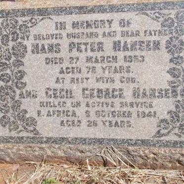 HANSEN Hans Peter -1953 :: HANSEN Cecil George -1941