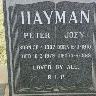 HAYMAN Peter 1907-1979 &amp; Joey 1910-1989