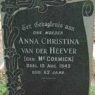 HEEVER Anna Christina, van den nee McCORMICK -1942