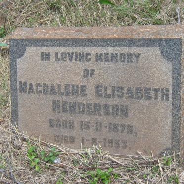 HENDERSON Magdalene Elisabeth 1875-1953