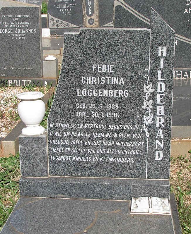 HILDEBRAND Febie Christina Loggenberg 1929-1996
