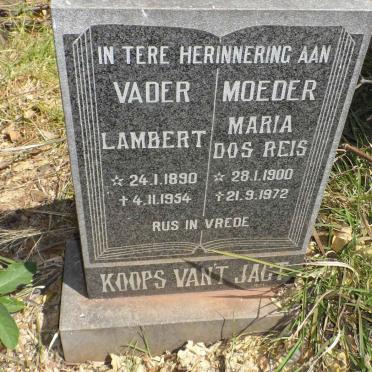 JAGT Lambert, Koops van't 1890-1954 &amp; Maria DOS REIS 1900-1972