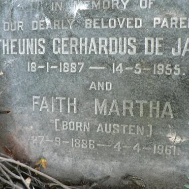 JAGER Theunis Gerhardus, de 1887-1955 &amp; Faith Martha AUSTEN 1886-1961