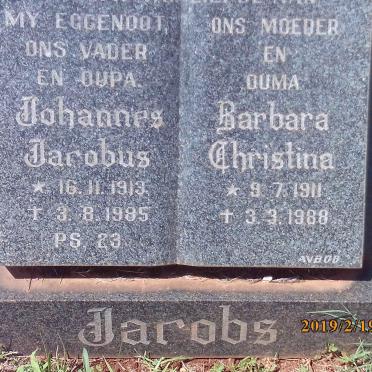 JACOBS Johannes Jacobus 1913-1985 &amp; Barbara Christina 1911-1988