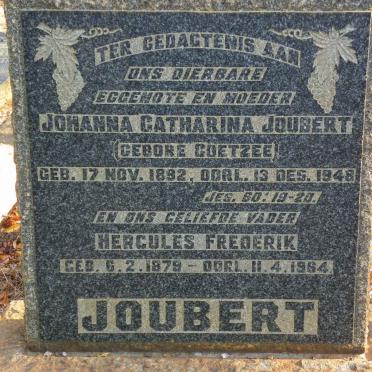JOUBERT Hercules Frederik 1879-1964 &amp; Johanna Catharina COETZEE 1892-1948