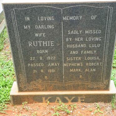 KAYE Ruthie 1922-1981