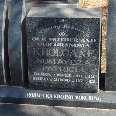 KHOLOANE Nomayeza Patricia 1943-2006