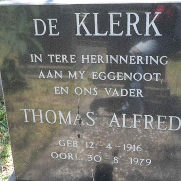 KLERK Thomas Alfred, de 1916-1979