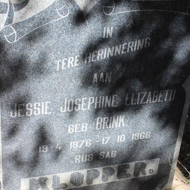 KLOPPER Jessie Josephine Elizabeth nee BRINK 1876-1966