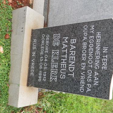 KLERK Barendt Mattheus, de 1912-1995