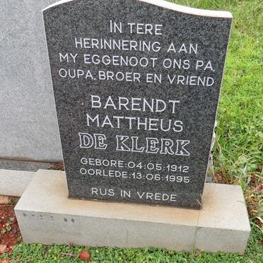 KLERK Barendt Mattheus, de 1912-1995