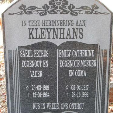 KLEYNHANS Sarel Petrus 1919-1964 &amp; Emily Catherine 1917-1996