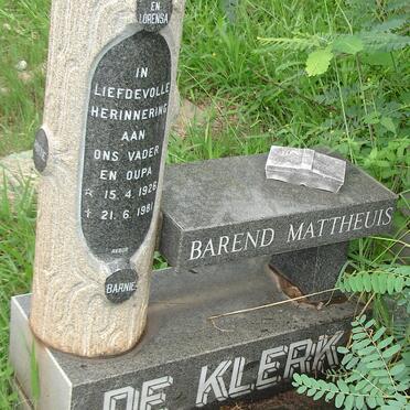 KLERK Barend Mattheuis, de 1926-1981