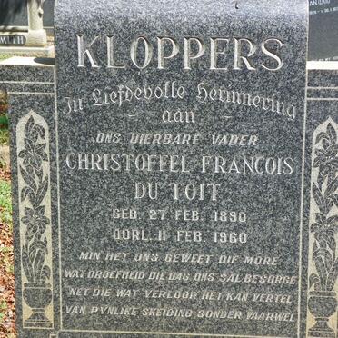 KLOPPERS Christoffel Francois du Toit 1890-1960