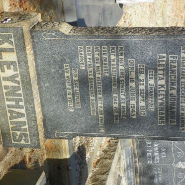 KLEYNHANS Francina Johanna Aletta nee SWANEPOEL 1912-1945