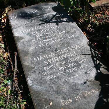 KLERK Pieter, de 1880-1966 &amp; Catharina Elizabeth MAGUIRE 1883-1969 :: SVIROVSKI Maria Susana nee DE KLERK 1907-1978