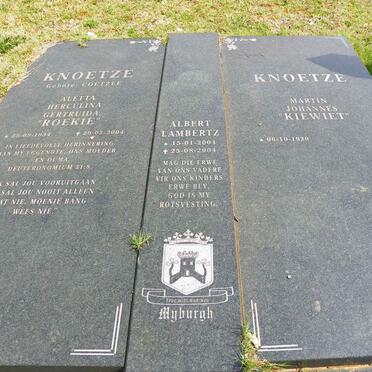 KNOETZE Martin Johannes 1929- & Aletta Herculina Gertruida COETZEE 1934-2004 :: MYBURGH Albert Lambertz 2004-2004