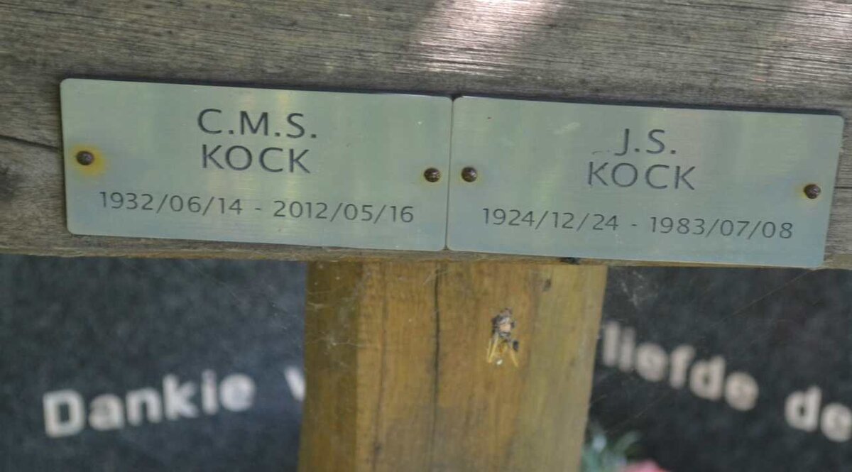KOCK Jacobus Stephanus 1924-1983 &amp; Cathrina Magdelena Sophia 1932-2012