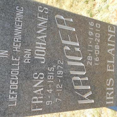 KRUGER Frans Johannes 1915-1972 &amp; Iris Elaine 1916-2010