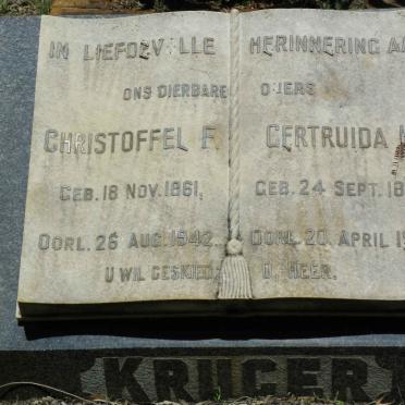 KRUGER Christoffel F. 1861-1942 &amp; Gertruida H. 1865-1957