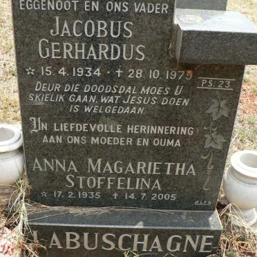 LABUSCHAGNE Jacobus Gerhardus 1934-1979 &amp; Anna Magarietha Stoffelina 1935-2005