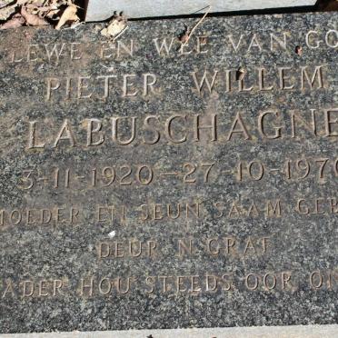 LABUSCHAGNE Johanna Susanna Magdalena nee PRETORIUS 1881- :: LABUSCHAGNE Pieter Willem 1920-1970