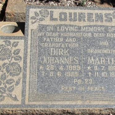 LOURENS Dirk Johannes 1899-1965 &amp; Martha 1896-1971