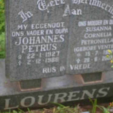 LOURENS Johannes Petrus 1927-1988 &amp; Susanna Cornelia Petronella VENTER 19?7-200?