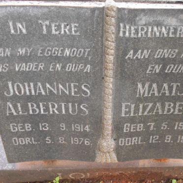 LOUBSER Johannes Albertus 1914-1976 &amp; Maatje Elizabeth 1912-1994