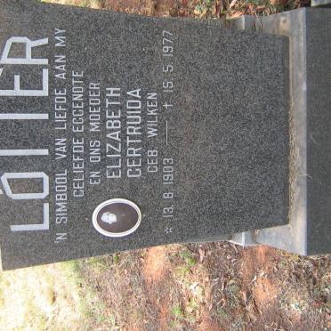 LOTTER Elizabeth Gertruida nee WILKEN 1903-1977