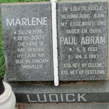 LUDICK Paul Abram 1933-1987 &amp; Marlene 1935-2003