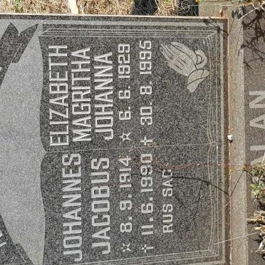 MALAN Johannes Jacobus 1914-1990 &amp; Elizabeth Magritha Johanna 1929-1995