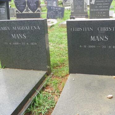 MANS Christian Christoffel 1908-1975 &amp; Maria Magdalena 1909-1979