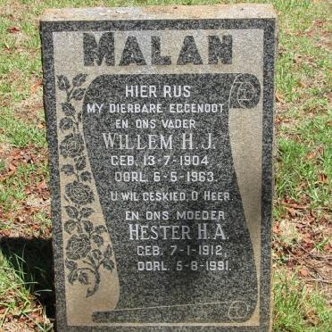MALAN Willem H.J. 1904-1963 &amp; Hester H.A. 1912-1991