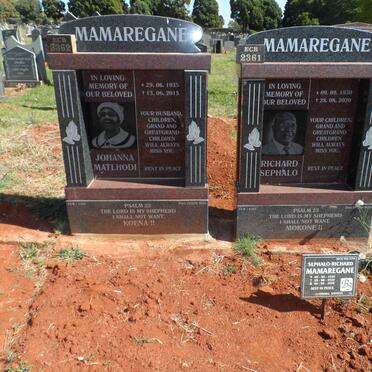 MAMAREGANE Richard Sephalo 1930-2020 &amp; Johanna Matlhodi 1935-2015