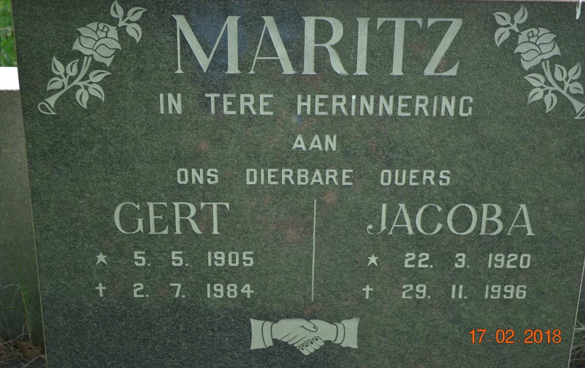 MARITZ Gert 1905-1984 &amp; Jacoba 1920-1996