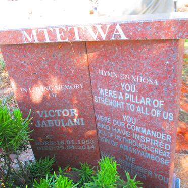 MTETWA Victor Jabulani 1953-2014