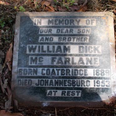 McFARLANE William Dick 1889-1953