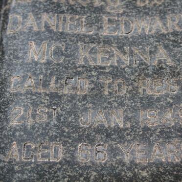 McKENNA Daniel Edward -1949 &amp; Mabel Evelyn -1965