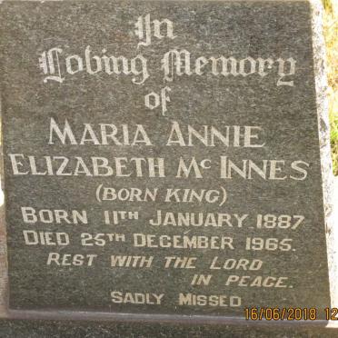 McINNES Maria Annie Elizabeth nee KING 1887-1965