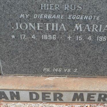 MERWE Jonetha Maria, van der 1896-1956