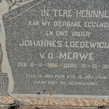 MERWE Johannes Loedewicus, v.d. 1916-1954