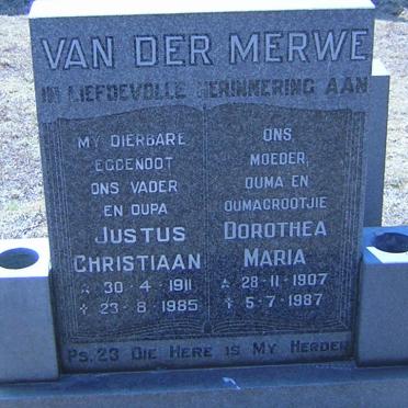 MERWE Justus Christiaan, van der 1911-1985 &amp; Dorothea Maria 1907-1987